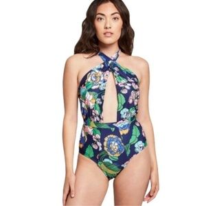 NWOT Modcloth Blue Floral One Piece Swimsuit